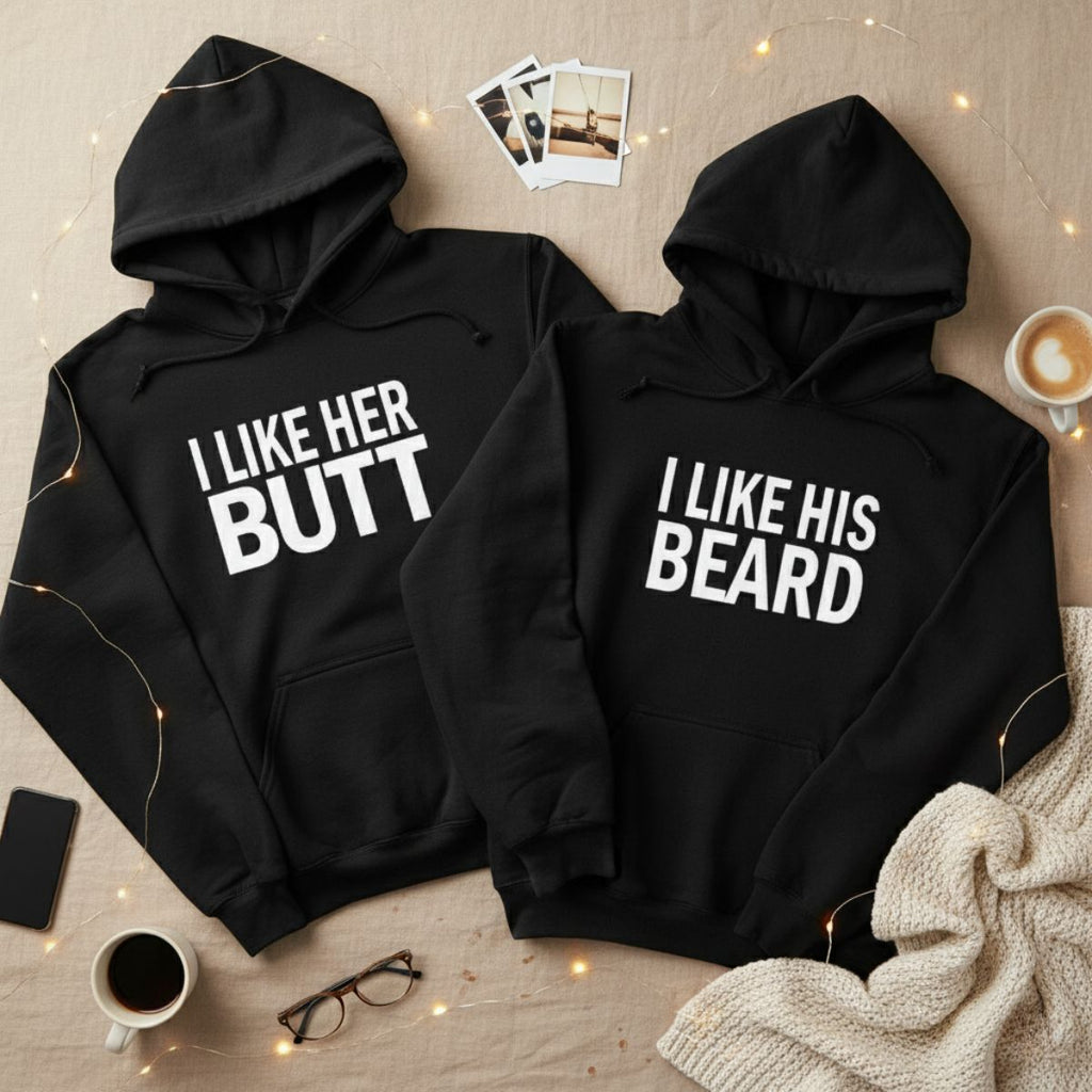 His Beard & Her Butt Hoodies