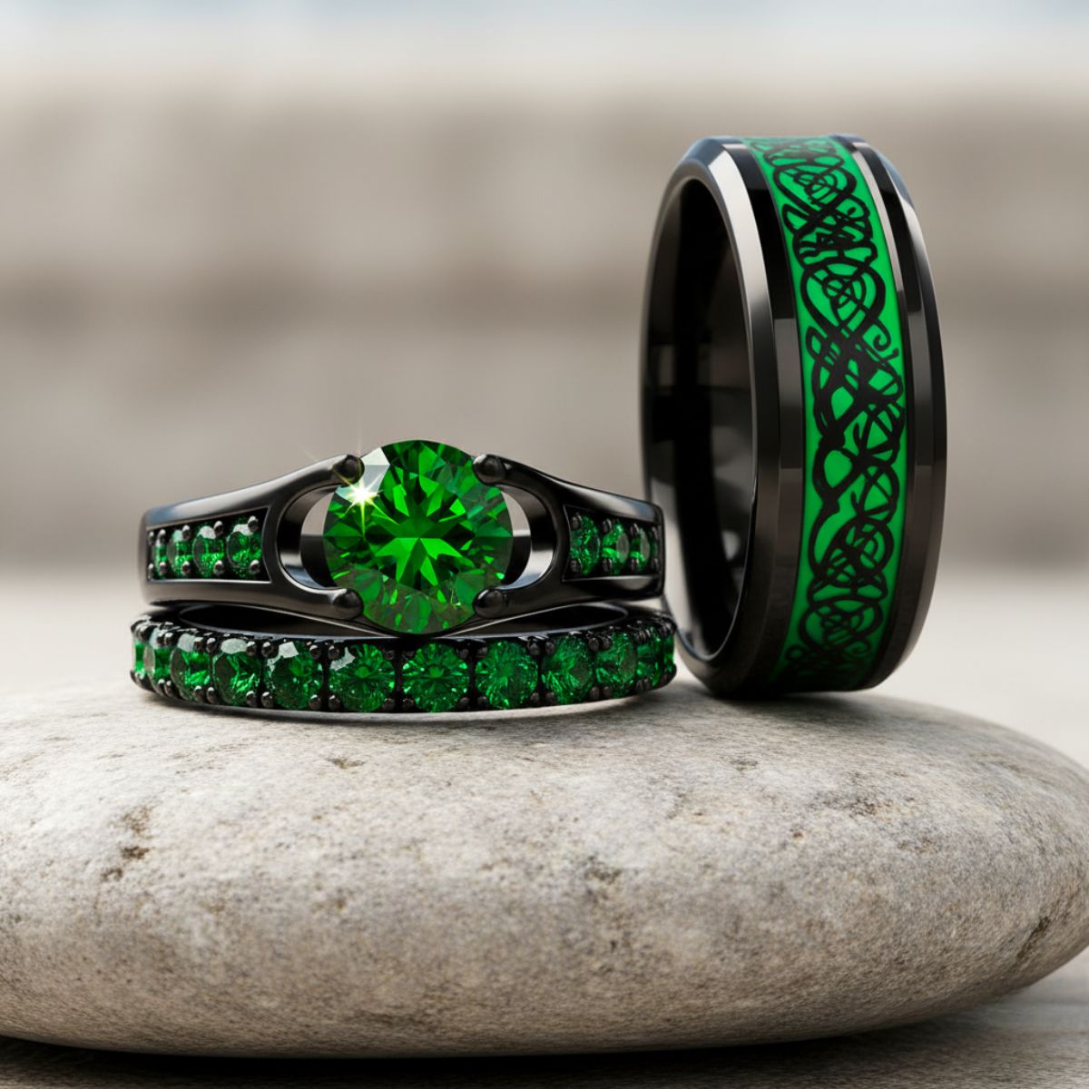 Emerald Love Rings