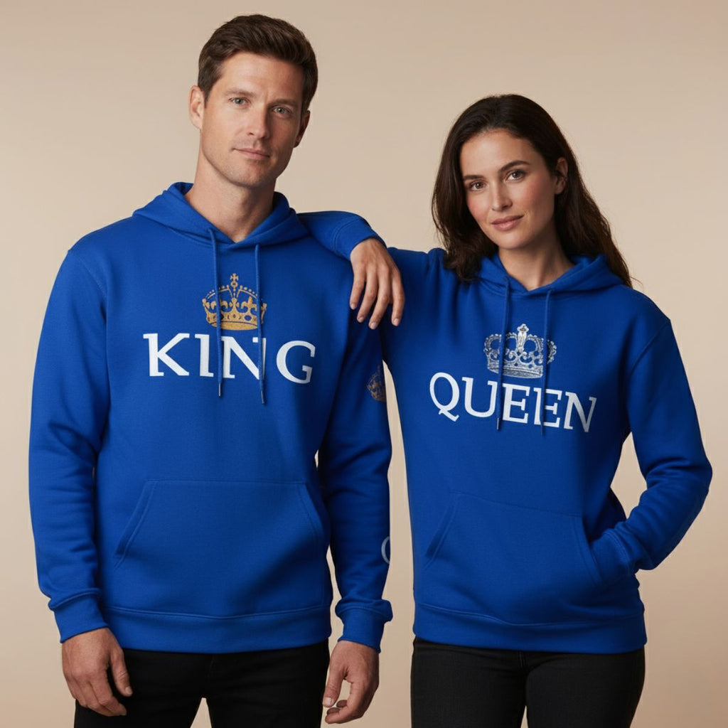 Blue King & Queen Hoodies