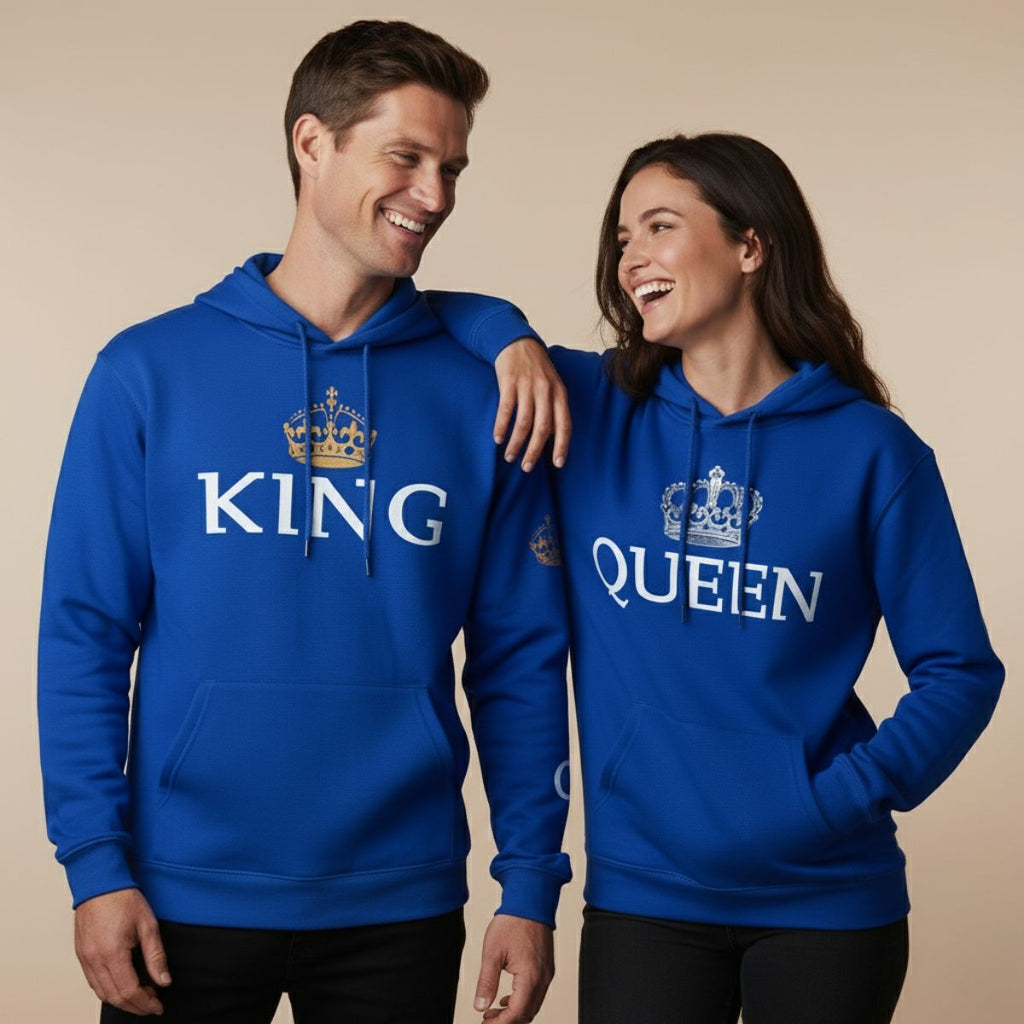 Blue King & Queen Hoodies