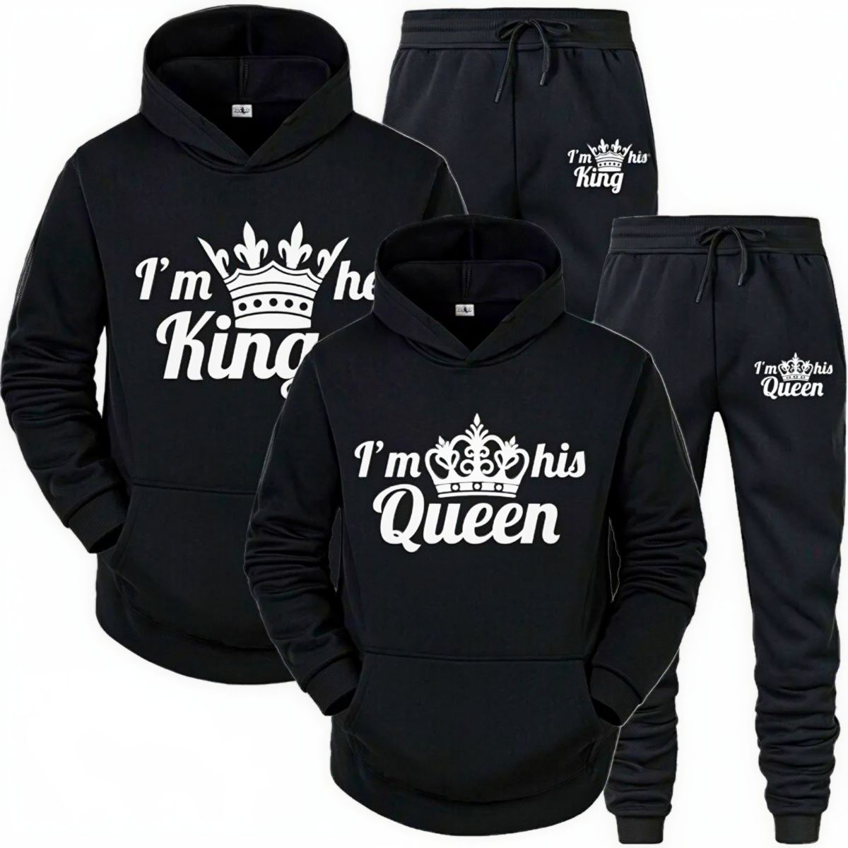 King & Queen Black Tracksuits
